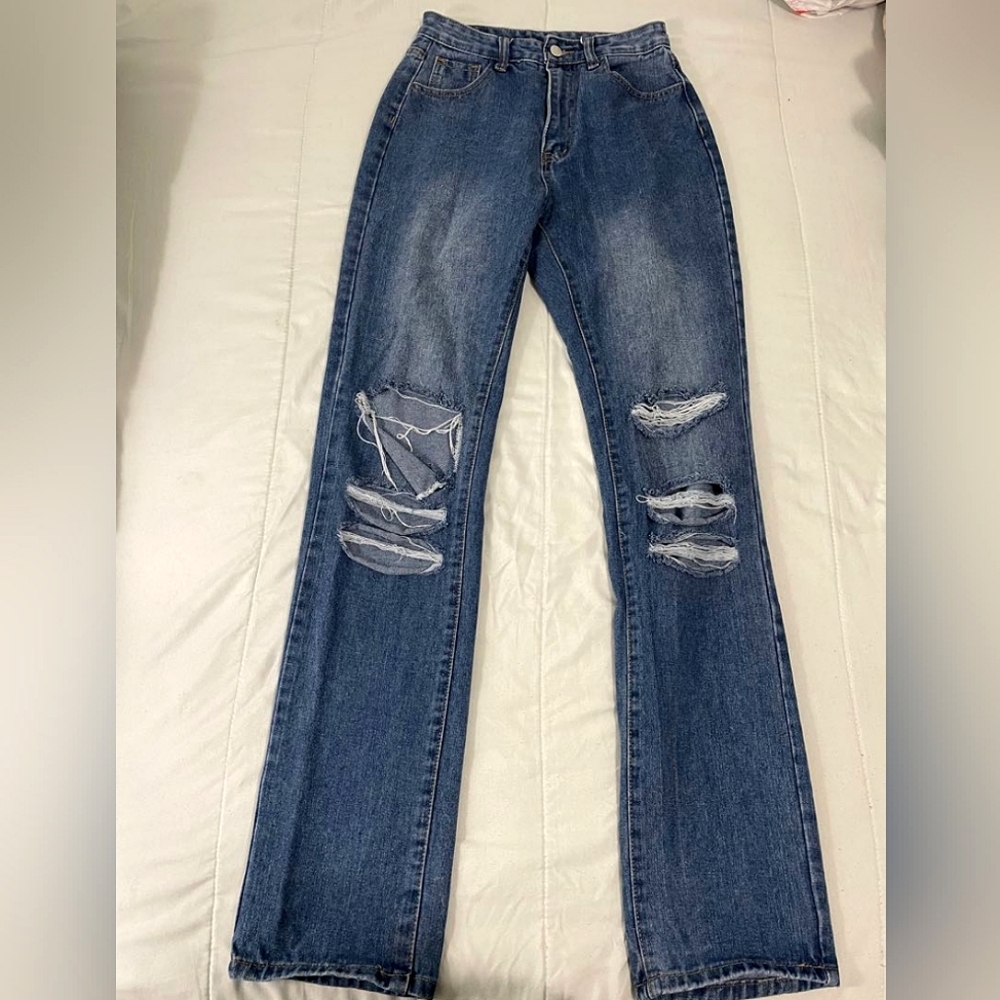 SHEIN Ripped Blue Jeans XS